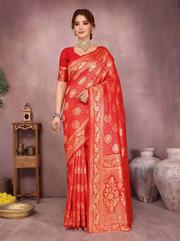 Varanga Women Banarasi Saree With Blouse Piece